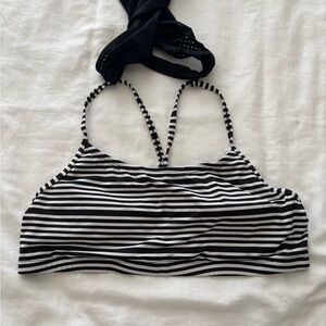 Nike Black and White Striped Women's Swim Top
